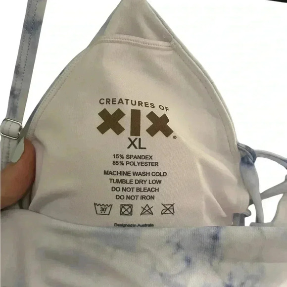 Creatures of XIX Frosted Marble Lace Up Swim Bikini Top XL - Picture 6 of 6